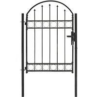 vidaXL Fence Gate With Arched Top Steel 100X125cm Black, Black