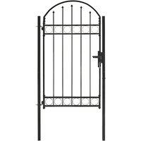 vidaXL Fence Gate With Arched Top Steel 100X175cm Black, Black