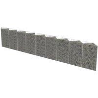 vidaXL Gabion Wall Galvanised Steel 630x30x100 cm, Silver