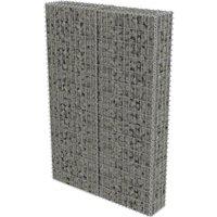 vidaXL Gabion Wall with Covers Galvanised Steel 100x20x150 cm, Silver