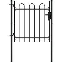 vidaXL Single Door Fence Gate With Hoop Top 100 X 75cm, Black