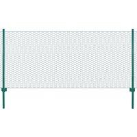 vidaXL Wire Mesh Fence With Posts Steel 25X0.5 M Green, Green