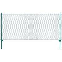 vidaXL Wire Mesh Fence With Posts Steel 25X0.75 M Green, Green