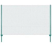 vidaXL Wire Mesh Fence With Posts Steel 25X1.5 M Green, Green