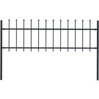 vidaXL Garden Fence With Spear Top Steel 1.7X0.6 M Black, Black
