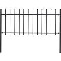 vidaXL Garden Fence With Spear Top Steel 1.7X0.8 M Black, Black
