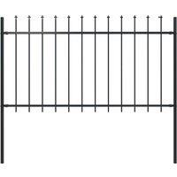 vidaXL Garden Fence With Spear Top Steel 1.7X1 M Black, Black