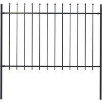 vidaXL Garden Fence With Spear Top Steel 1.7X1.2 M Black, Black