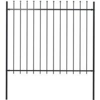 vidaXL Garden Fence With Spear Top Steel 1.7X1.5 M Black, Black
