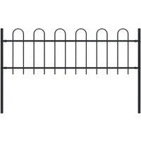vidaXL Garden Fence With Hoop Top Steel 1.7 M Black, Black