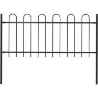 vidaXL Garden Fence With Hoop Top Steel 1.7 M Black, Black