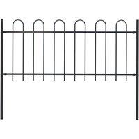 vidaXL Garden Fence With Hoop Top Steel 1.7 M Black, Black