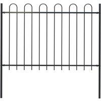 vidaXL Garden Fence With Hoop Top Steel 1.7 M Black, Black