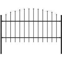 vidaXL Garden Fence With Spear Top Steel, Black