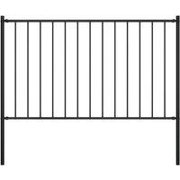 vidaXL Fence Panel With Posts Powder-coated Steel 1.7X1 M Black, Black