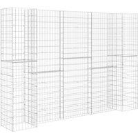 vidaXL H-Shaped Gabion Planter Steel Wire 260x40x180 cm, Silver