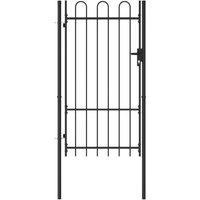 vidaXL Fence Gate Single Door With Arched Top Steel 1X1.75 M Black, Black