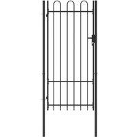 vidaXL Fence Gate Single Door With Arched Top Steel 1X2 M Black, Black