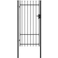 vidaXL Fence Gate Single Door With Spike Top Steel 1X2 M Black, Black