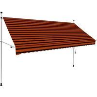 vidaXL Manual Retractable Awning 300 cm Orange and Brown, Multi