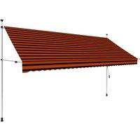 vidaXL Manual Retractable Awning 350cm Orange And Brown, Multi