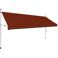 vidaXL Manual Retractable Awning 400cm Orange And Brown, Multi