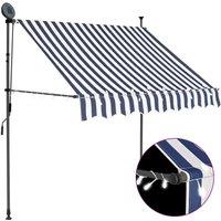 vidaXL Manual Retractable Awning With LED 100cm Blue And White, Multi