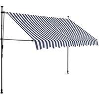 vidaXL Manual Retractable Awning With LED 250cm Blue And White, Multi
