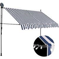 vidaXL Manual Retractable Awning With LED 300cm Blue And White, Multi