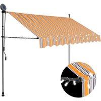 vidaXL Manual Retractable Awning With LED 250cm Yellow And Blue, Multi