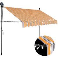vidaXL Manual Retractable Awning With LED 300cm Yellow And Blue, Multi