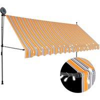 vidaXL Manual Retractable Awning With LED 350cm Yellow And Blue, Multi