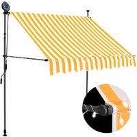 vidaXL Manual Retractable Awning With LED 100cm White And Orange, Multi