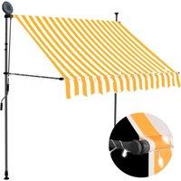 vidaXL Manual Retractable Awning With LED 150cm White And Orange, Multi