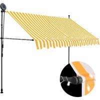 vidaXL Manual Retractable Awning With LED 300cm White And Orange, Multi