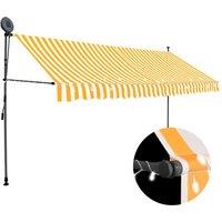 vidaXL Manual Retractable Awning With LED 350cm White And Orange, Multi