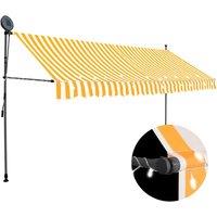 vidaXL Manual Retractable Awning With LED 400cm White And Orange, Multi