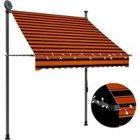 vidaXL Manual Retractable Awning With LED 150cm Orange And Brown, Multi