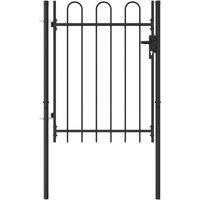 vidaXL Fence Gate Single Door With Arched Top Steel 1X1.2 M Black, Black