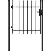 vidaXL Fence Gate Single Door w/ Spike Top Steel 1X1 M Black, Black