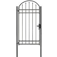 vidaXL Fence Gate With Arched Top Steel 100X250cm Black, Black