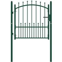 vidaXL Fence Gate With Spikes Steel 100X100cm Green, Green