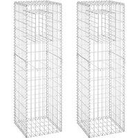 vidaXL Gabion Basket Posts 2 pcs 40x40x140 cm Iron, Silver
