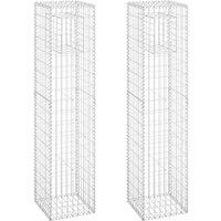 vidaXL Gabion Basket Posts 2 pcs 40x40x180 cm Iron, Silver