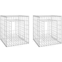 vidaXL Gabion Basket Posts 2 pcs 50x50x60 cm Iron, Silver