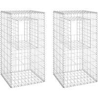 vidaXL Gabion Basket Posts 2 pcs 50x50x100 cm Iron, Silver