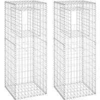 vidaXL Gabion Basket Posts 2 pcs 50x50x140 cm Iron, Silver