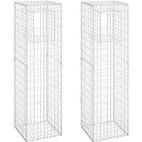 vidaXL Gabion Basket Posts 2 pcs 50x50x180 cm Iron, Silver