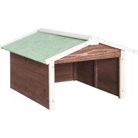 vidaXL Robotic Lawn Mower Garage 72X87X50cm Mocca And White Firwood, Brown