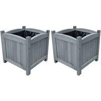 vidaXL Garden Raised Beds 2 pcs 30x30x30cm Solid Firwood, Grey